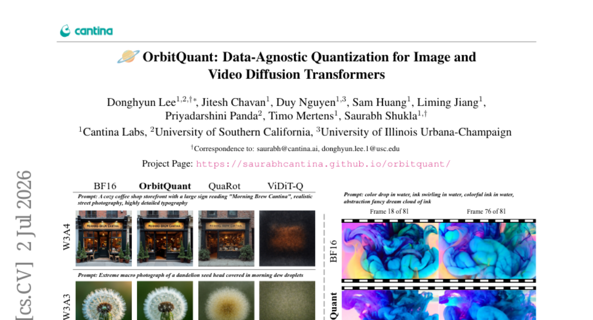 OrbitQuant: Data-Agnostic Quantization for Image and Video Diffusion Transformers