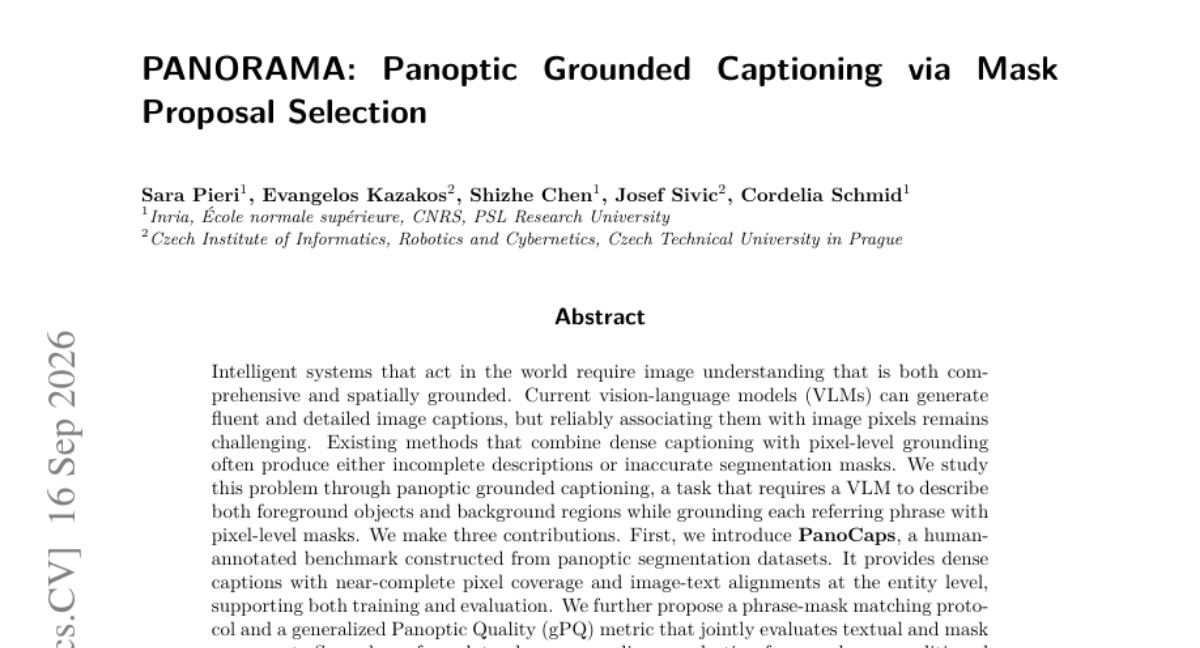PANORAMA: Panoptic Grounded Captioning via Mask Proposal Selection