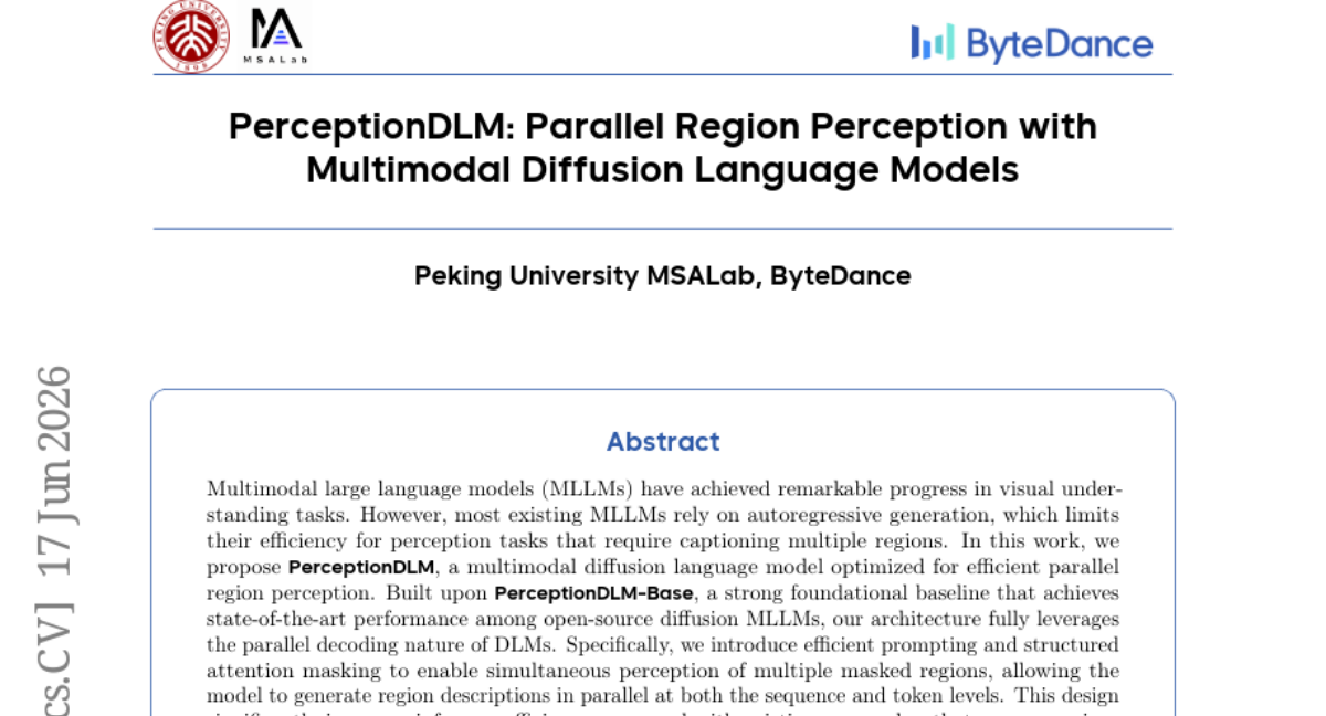 PerceptionDLM: Parallel Region Perception with Multimodal Diffusion Language Models