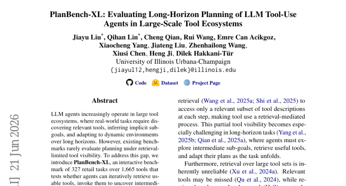 PlanBench-XL: Evaluating Long-Horizon Planning of LLM Tool-Use Agents in Large-Scale Tool Ecosystems