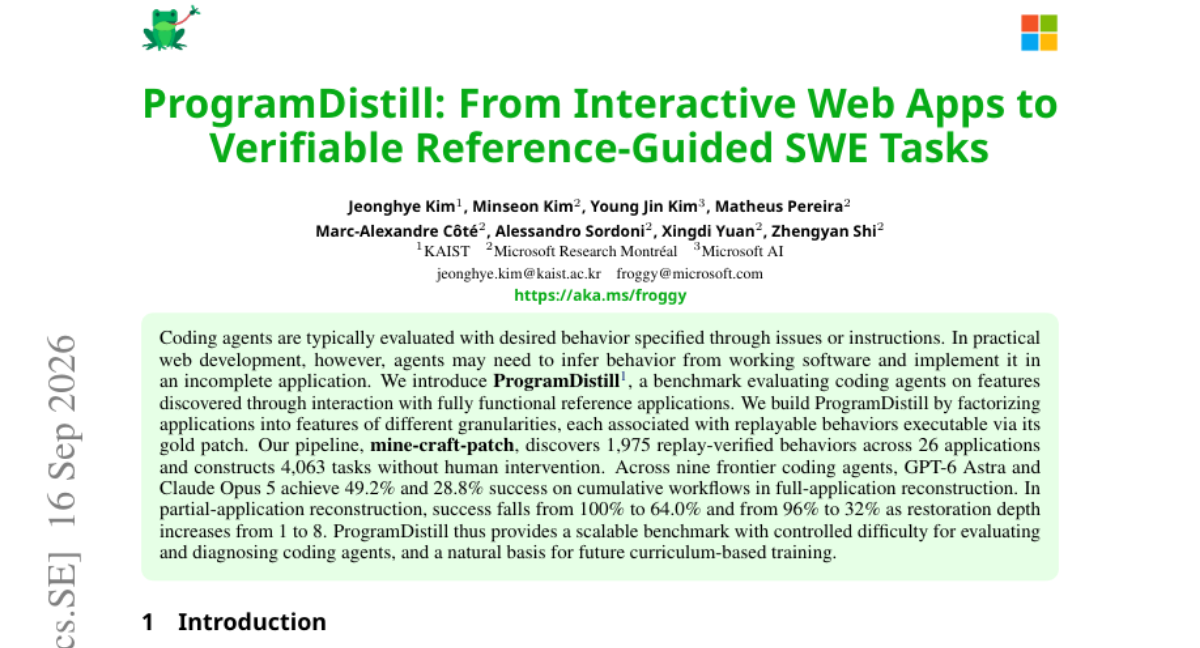 ProgramDistill: From Interactive Web Apps to Verifiable Reference-Guided SWE Tasks