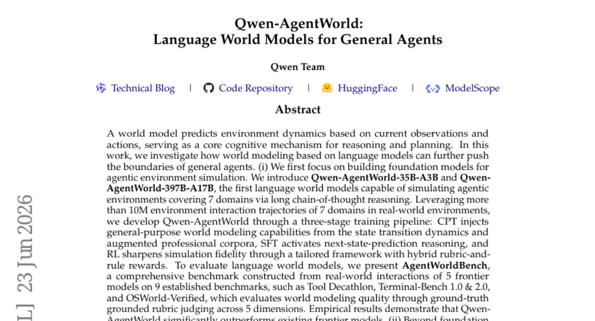 Qwen-AgentWorld: Language World Models for General Agents