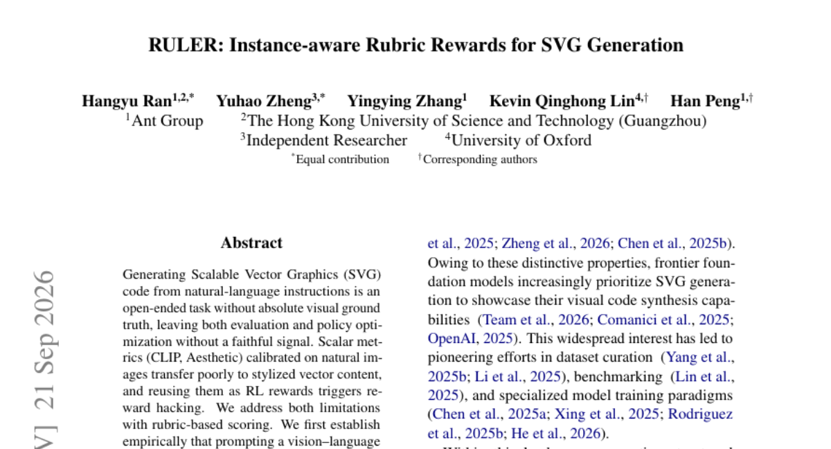 RULER: Instance-aware Rubric Rewards for SVG Generation