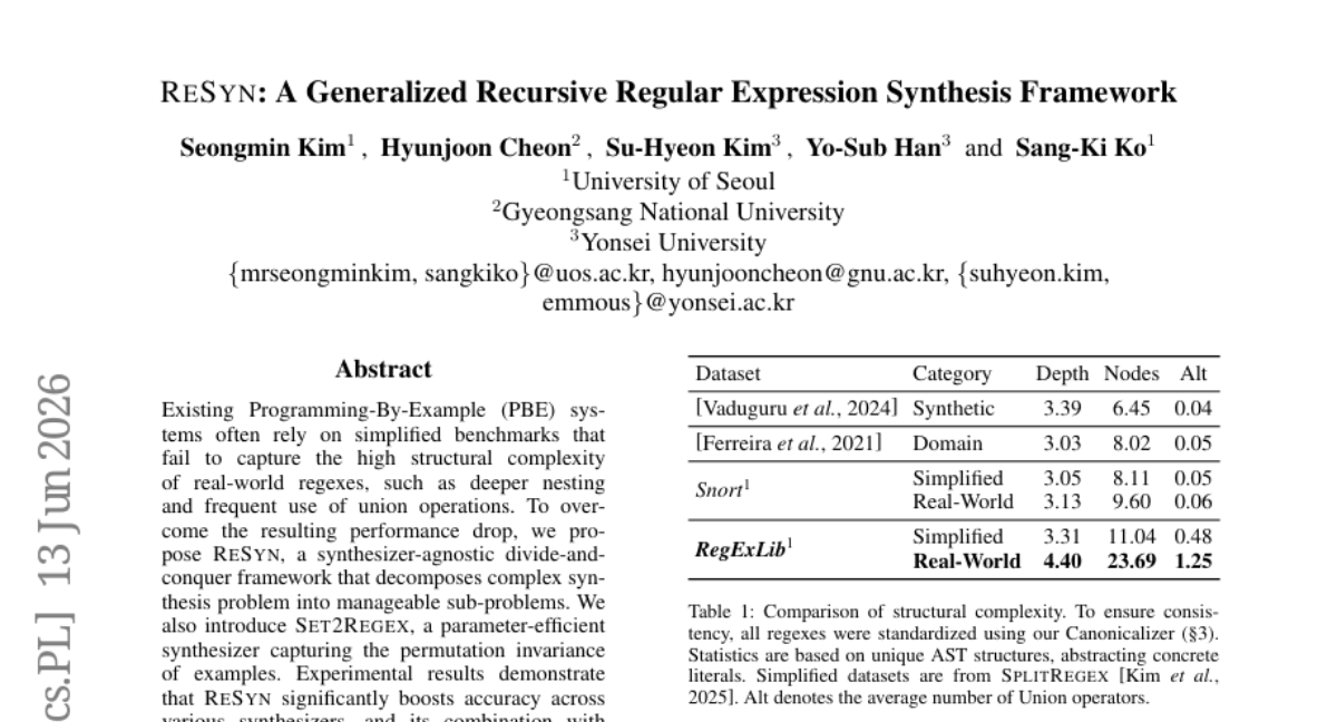 ReSyn: A Generalized Recursive Regular Expression Synthesis Framework