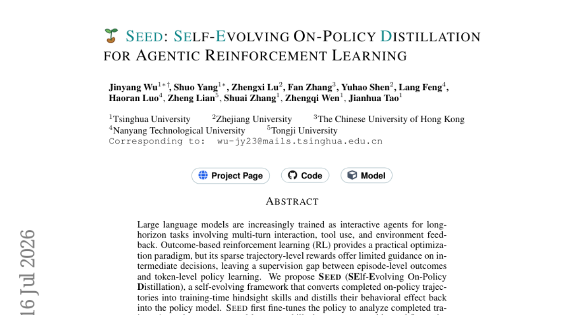 SEED: Self-Evolving On-Policy Distillation for Agentic Reinforcement Learning
