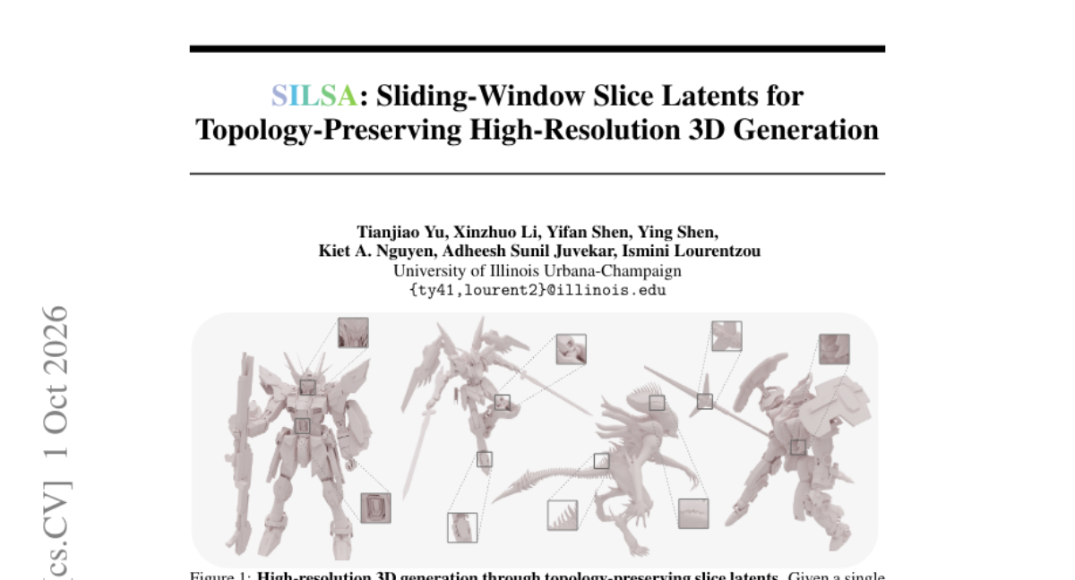 SILSA: Sliding-Window Slice Latents for Topology-Preserving High-Resolution 3D Generation