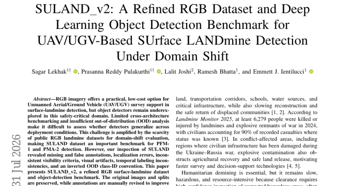 SULAND v2: A Refined RGB Dataset and Deep Learning Object Detection Benchmark for UAV/UGV-Based SUrface LANDmine Detection Under Domain Shift