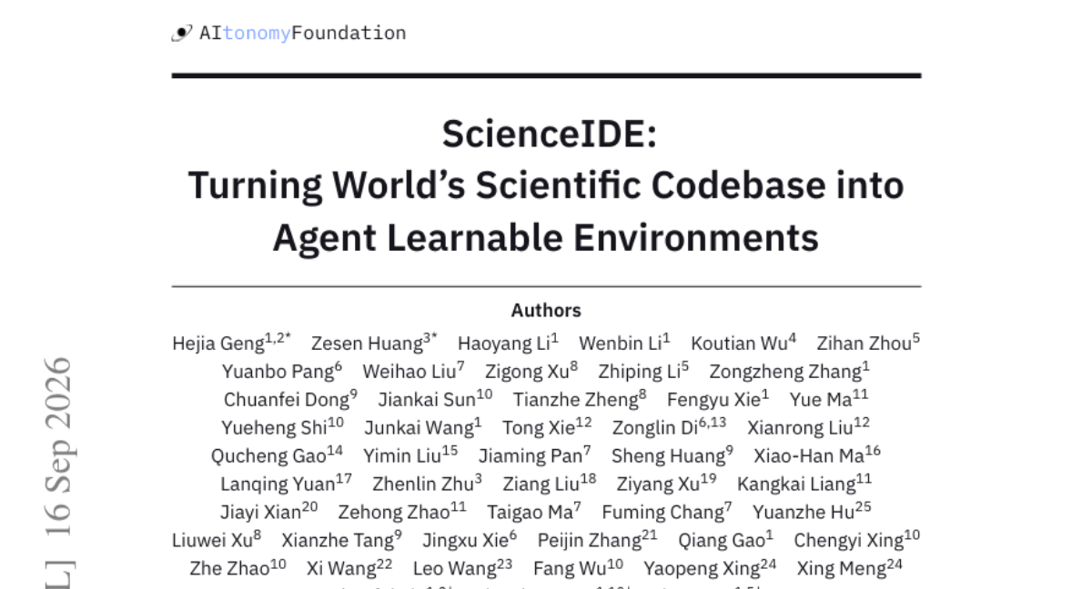 ScienceIDE: Turning World's Scientific Codebase into Agent Learnable Environments