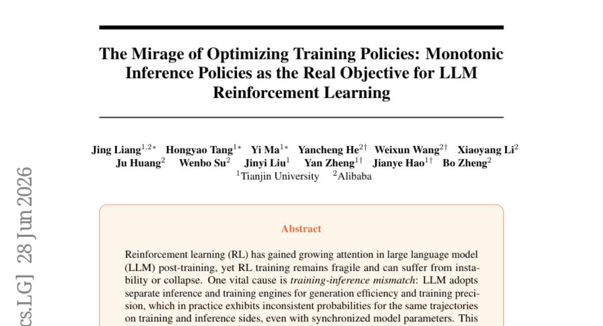 The Mirage of Optimizing Training Policies: Monotonic Inference Policies as the Real Objective for LLM Reinforcement Learning