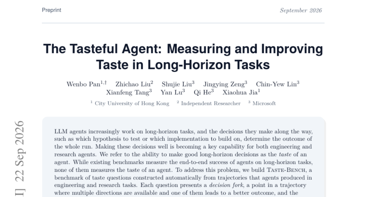 The Tasteful Agent: Measuring and Improving Taste in Long-Horizon Tasks