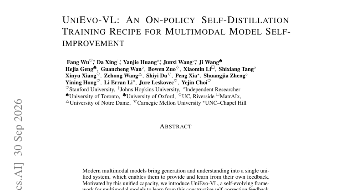UniEvo-VL: An On-policy Self-Distillation Training Recipe for Multimodal Model Self-improvement