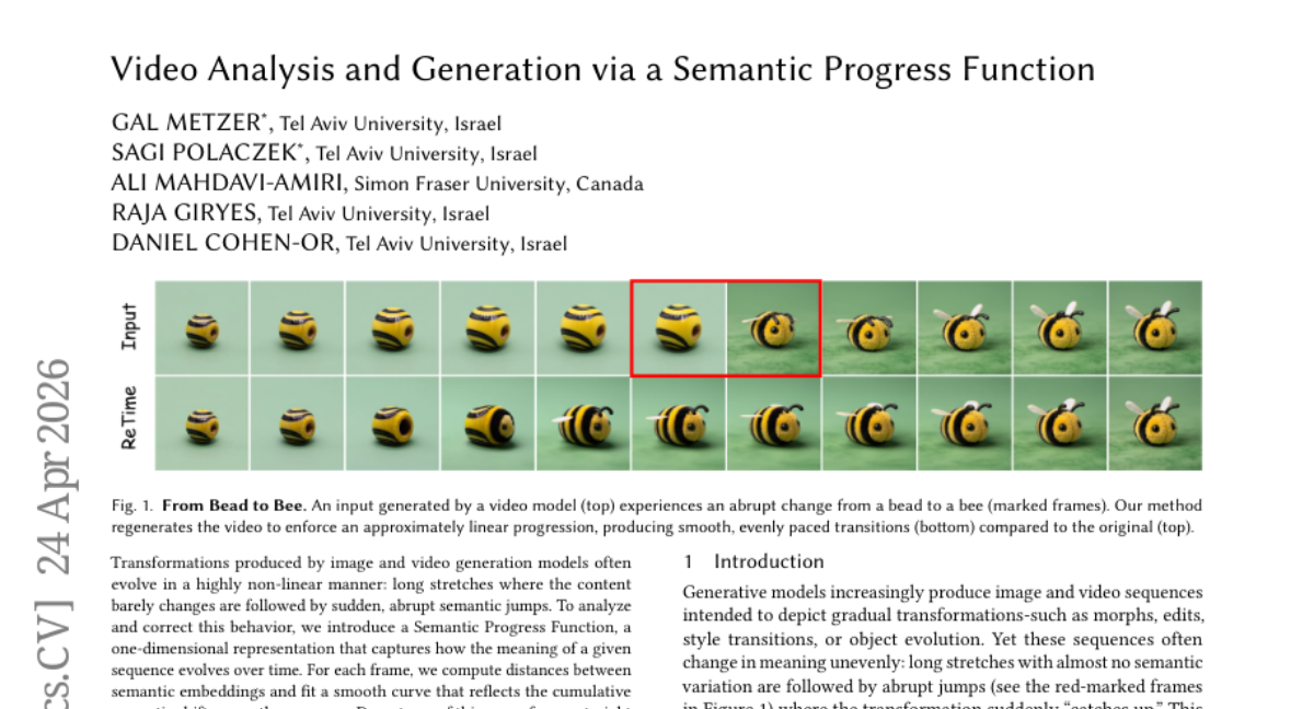 Video Analysis and Generation via a Semantic Progress Function