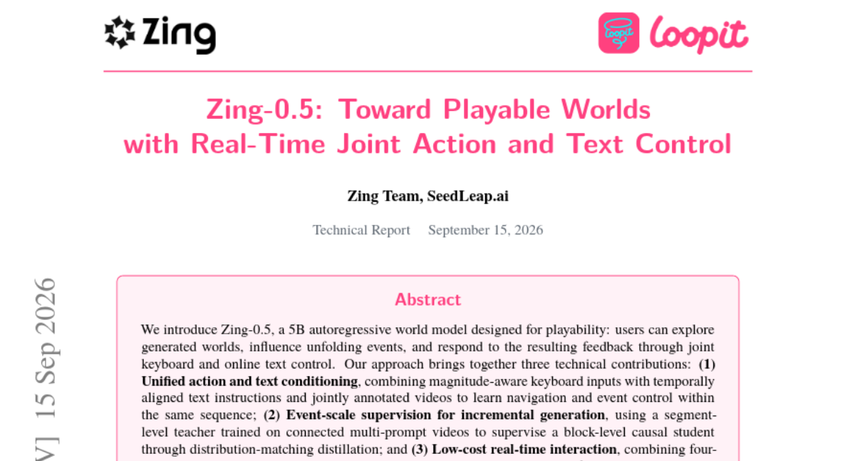 Zing-0.5: Toward Playable Worlds with Real-Time Joint Action and Text Control