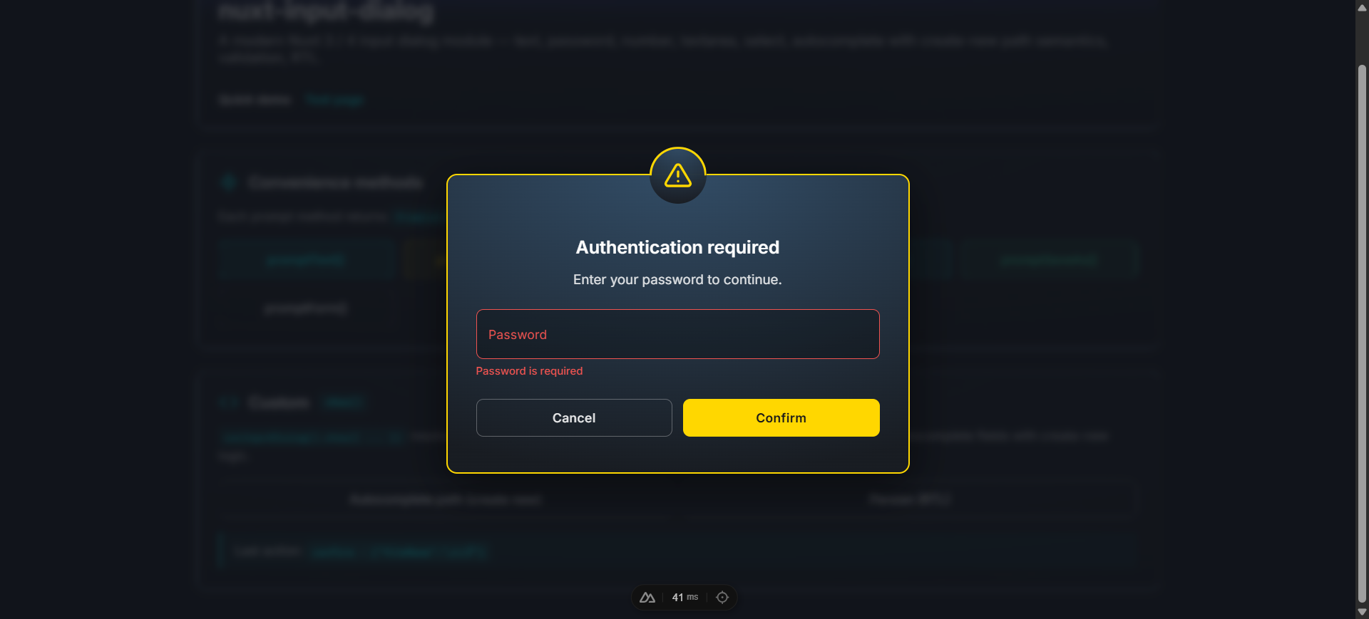Password field with red 'Password is required' error