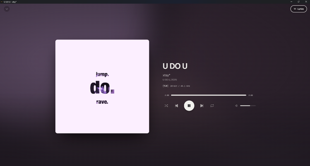 Now Playing themed from a pale purple cover