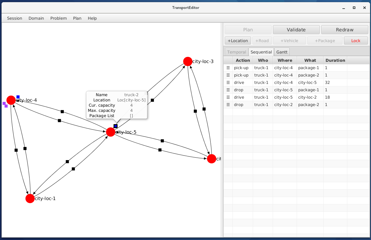 TransportEditor showing an example Transport problem.