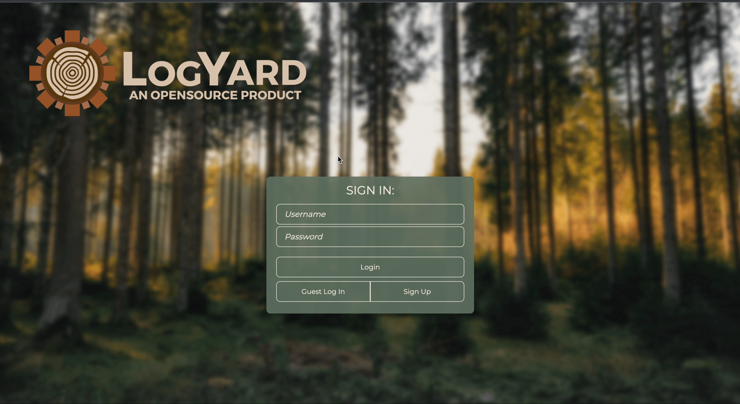 Gif of the LogYard sign-in page