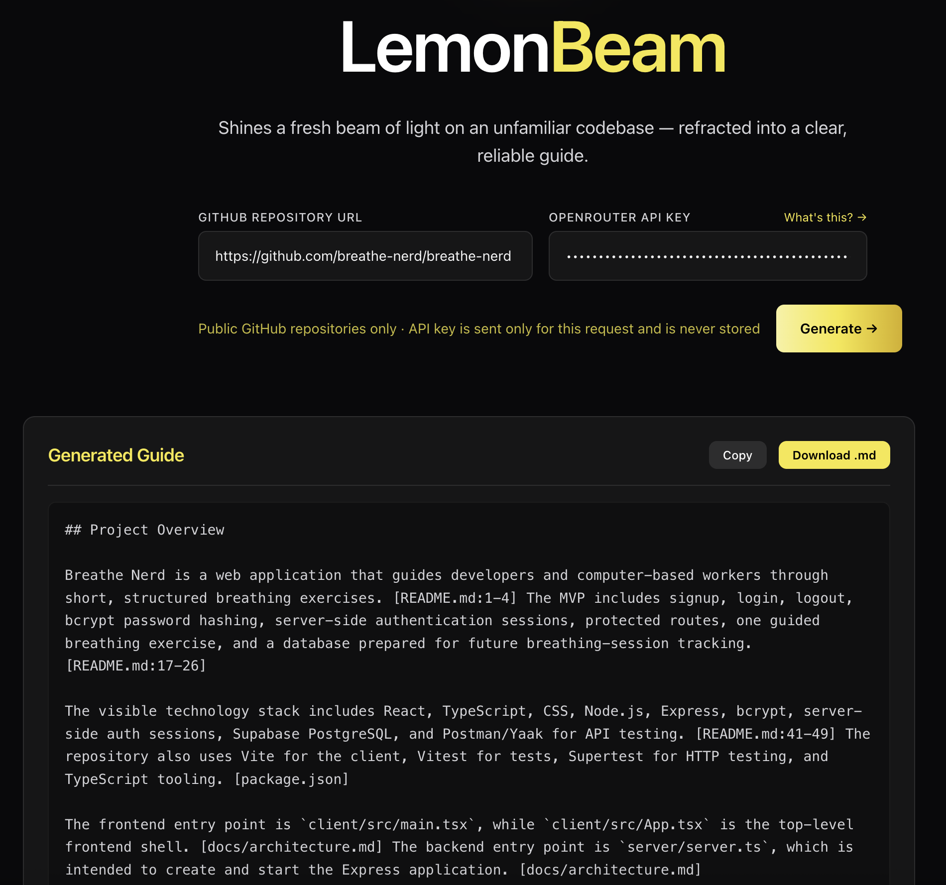LemonBeam generated guide screenshot