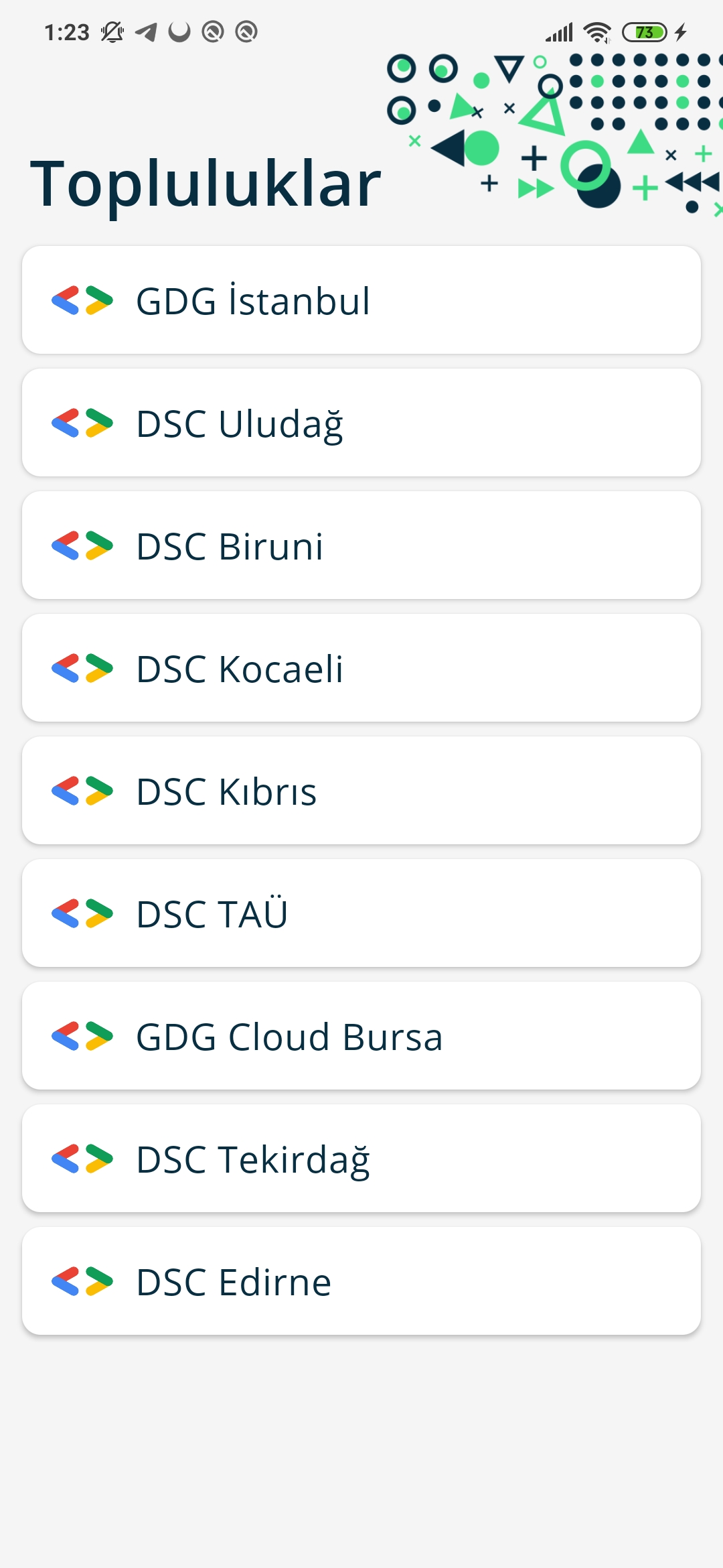 Ekran görüntüsü 1: Liste Ekranı