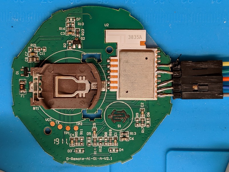 Ikea Tradfri remote with header attached