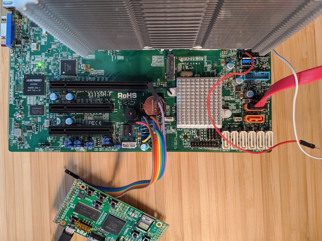 spispy connected to a Supermicro X11SSH-F mainboard