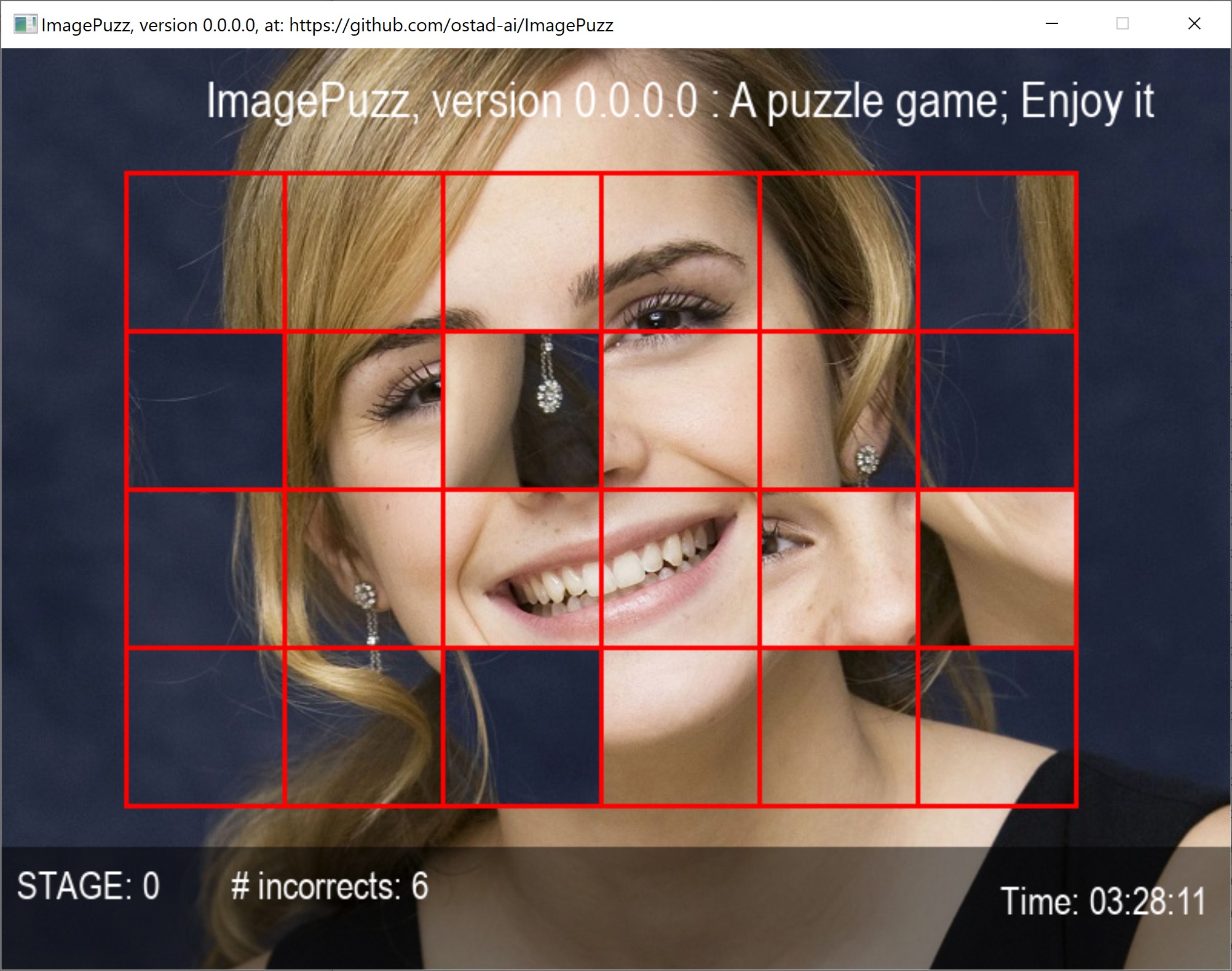 A snapshot of Image Puzzle Game: ImagePuzz