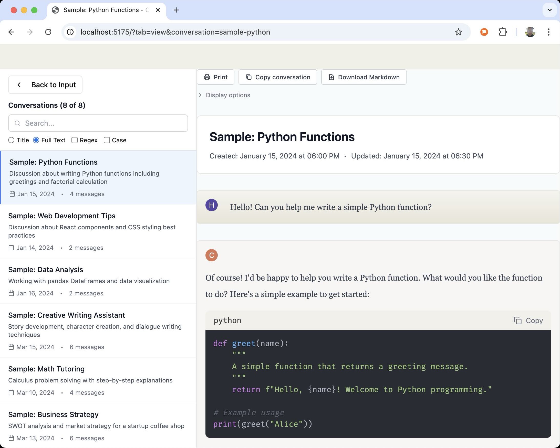 Code blocks and artifacts