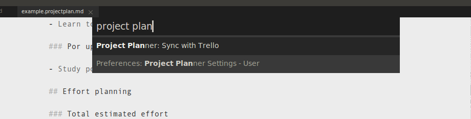 Trello Sync menu