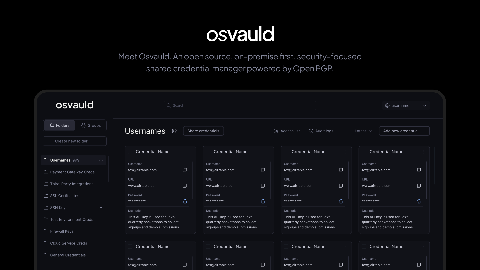 osvauld - An open-source, on-prem shared credential manager
