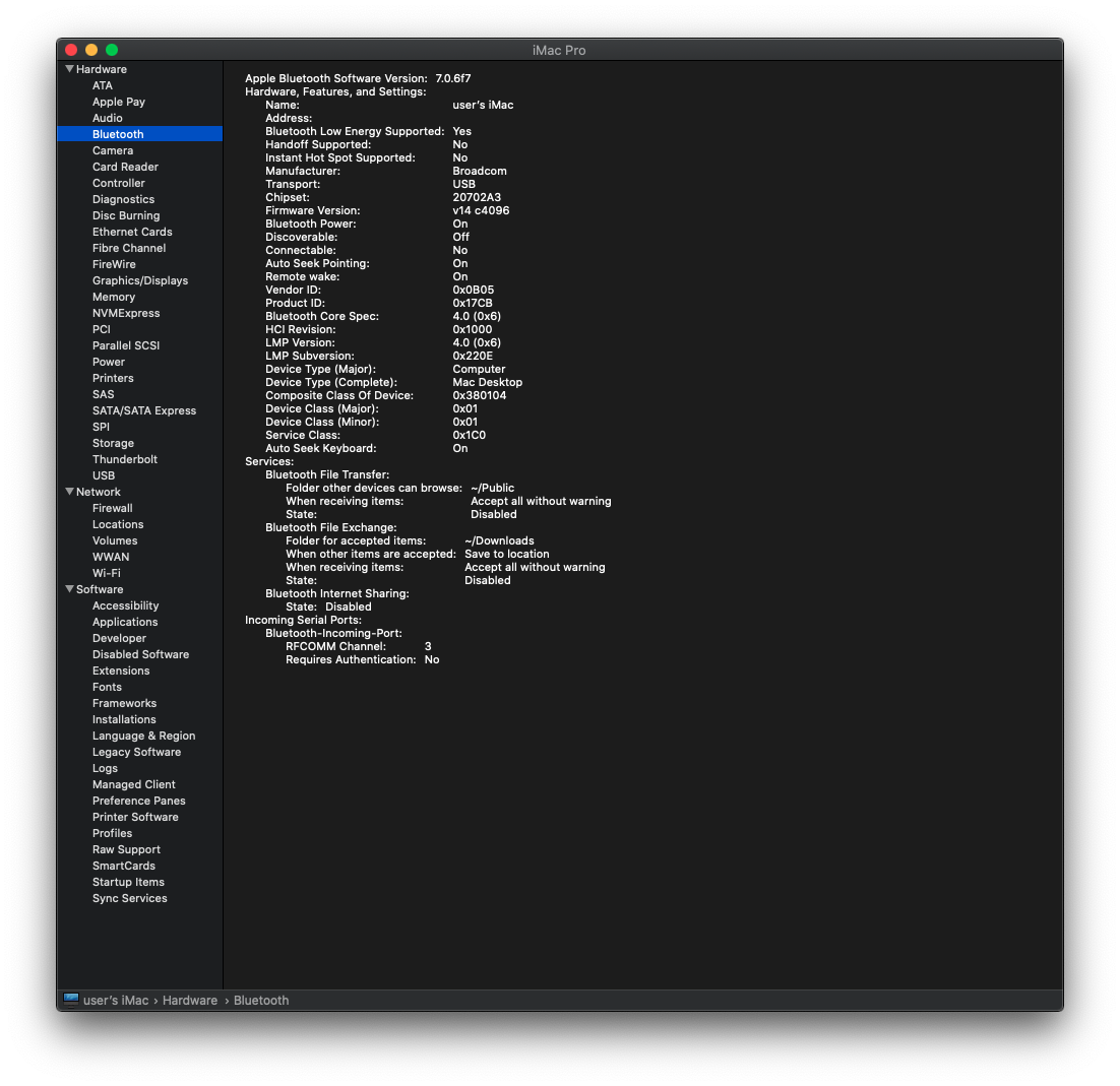 System Information - Bluetooth