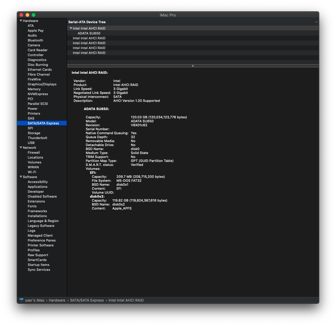 System Information - SATA