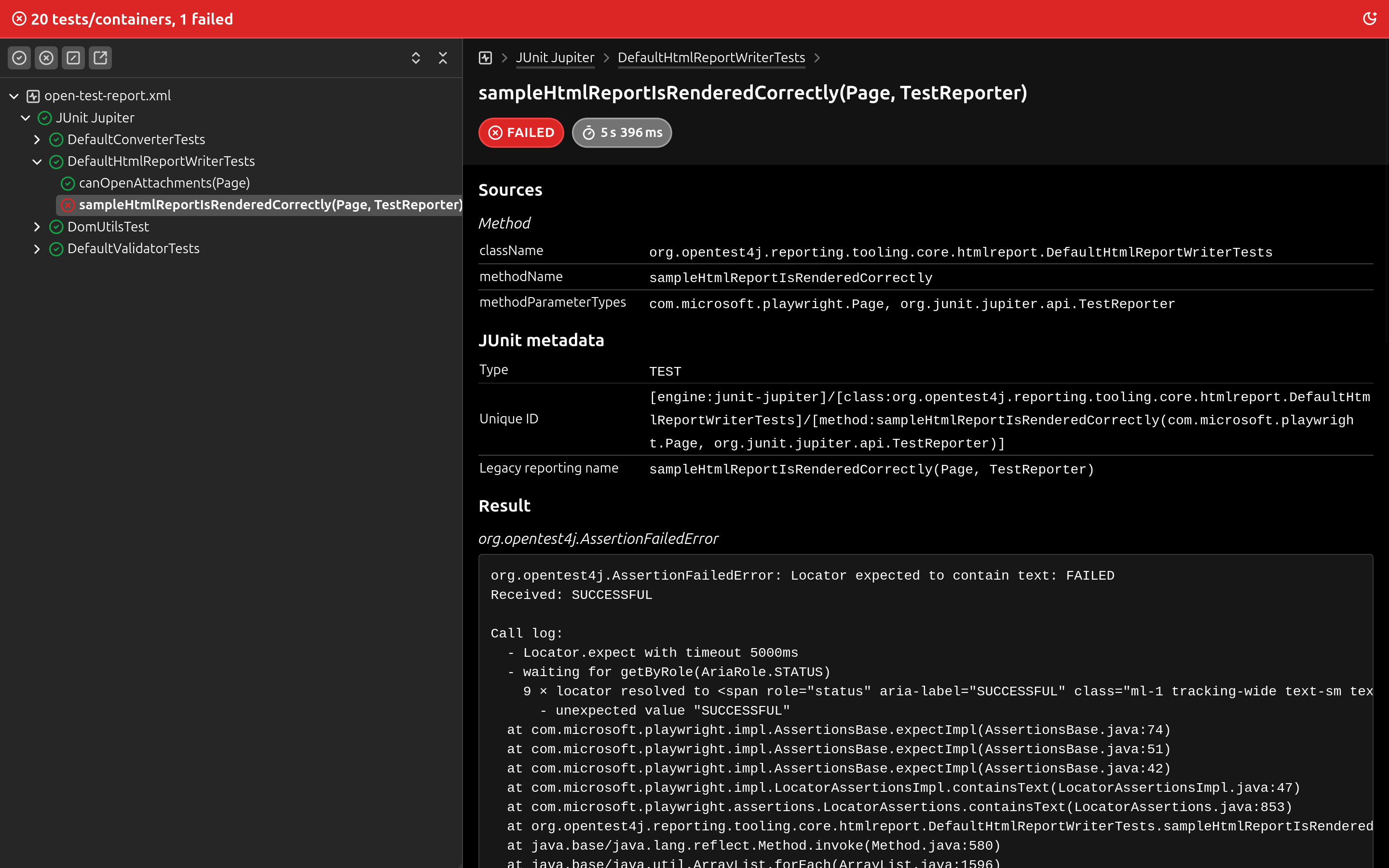 html report failed