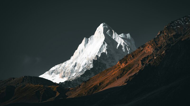 Snow-capped mountain ridge