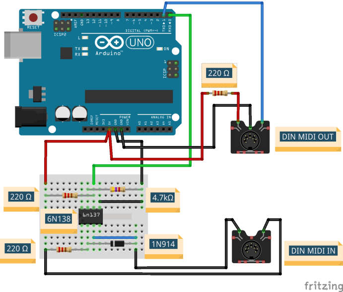 DIN MIDI for Arduino UNO