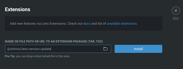 Extension UI