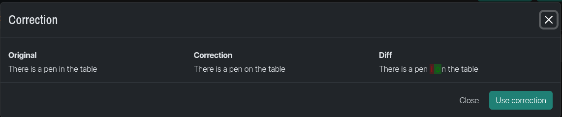 AI Corrections Screenshot