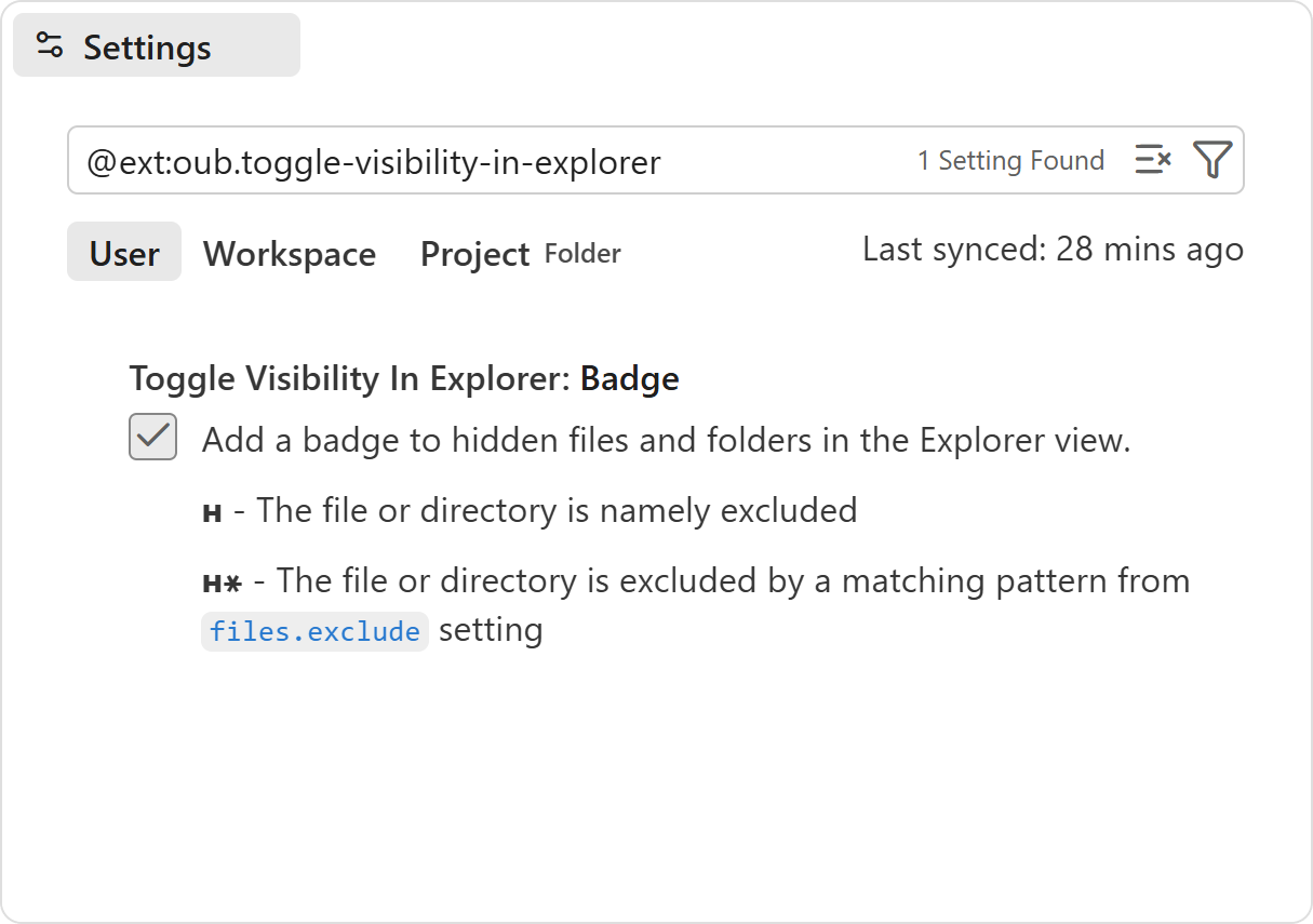 Badge setting in the Settings editor