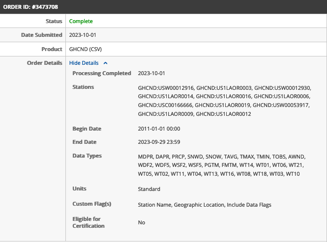 GHCN-Daily Query