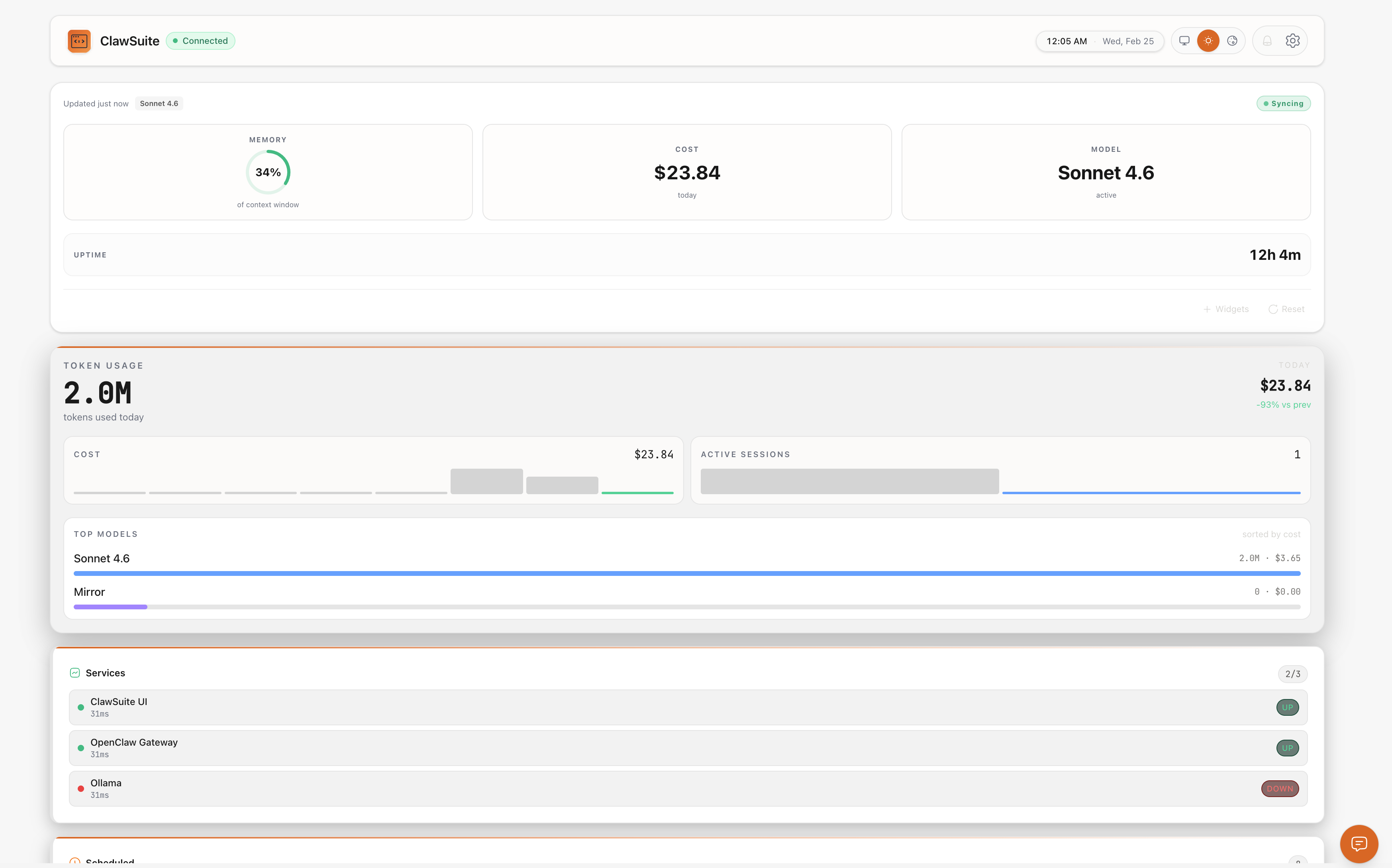 ClawSuite Dashboard
