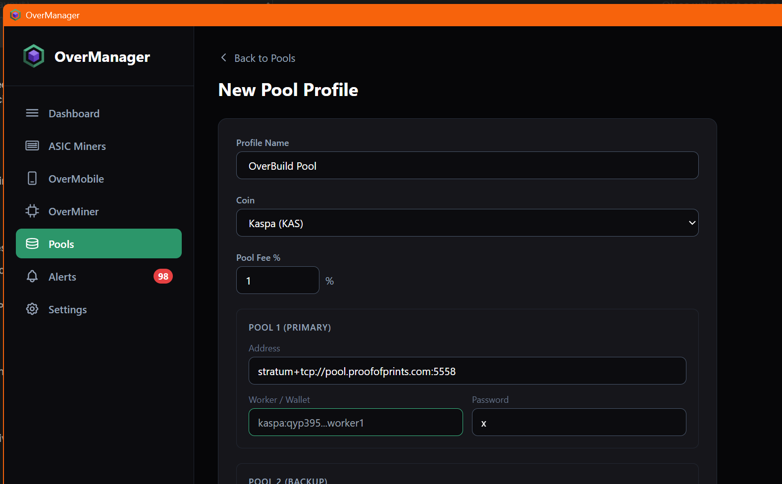 OverManager Pool Detail View