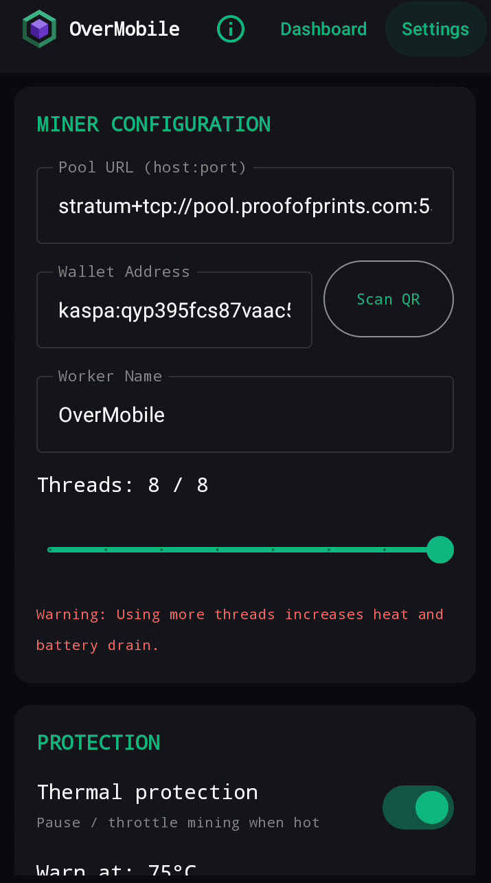 OverMobile Settings