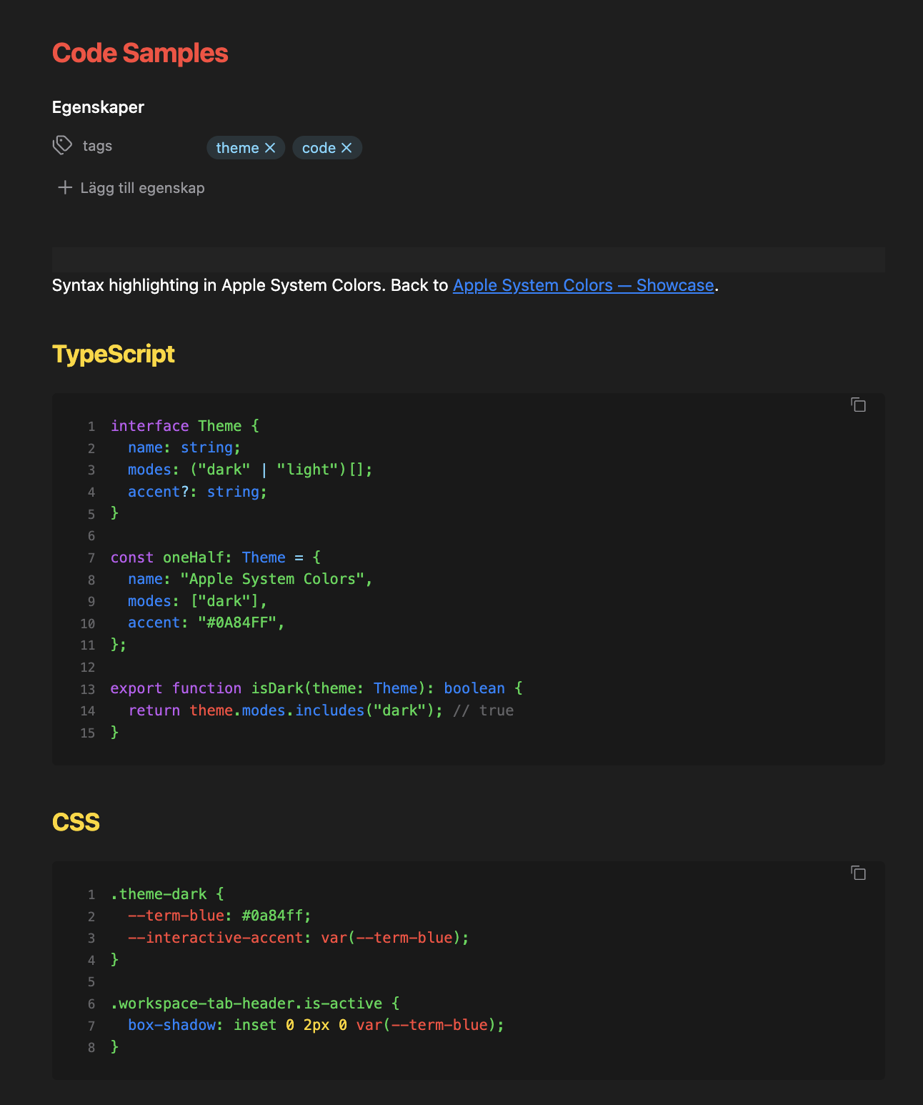 Code samples