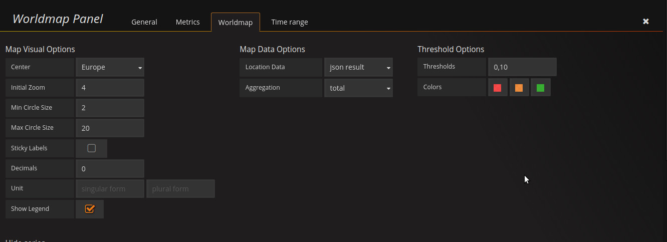 `json result` as *Location Data* in the *Worlmap* tab