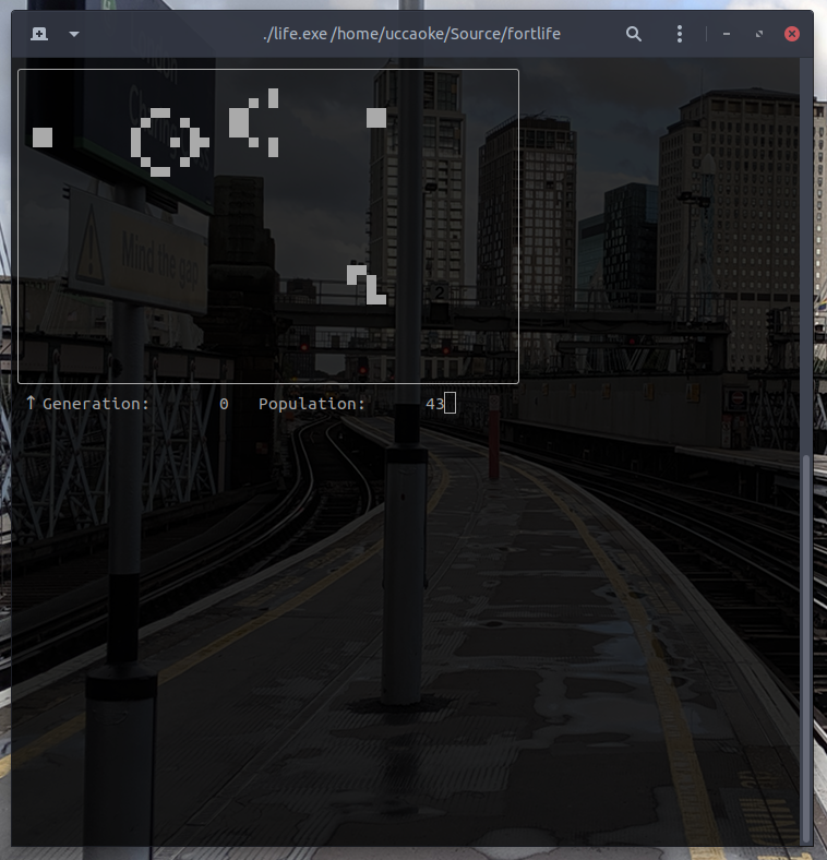 Screenshot of fortlife running on Linux