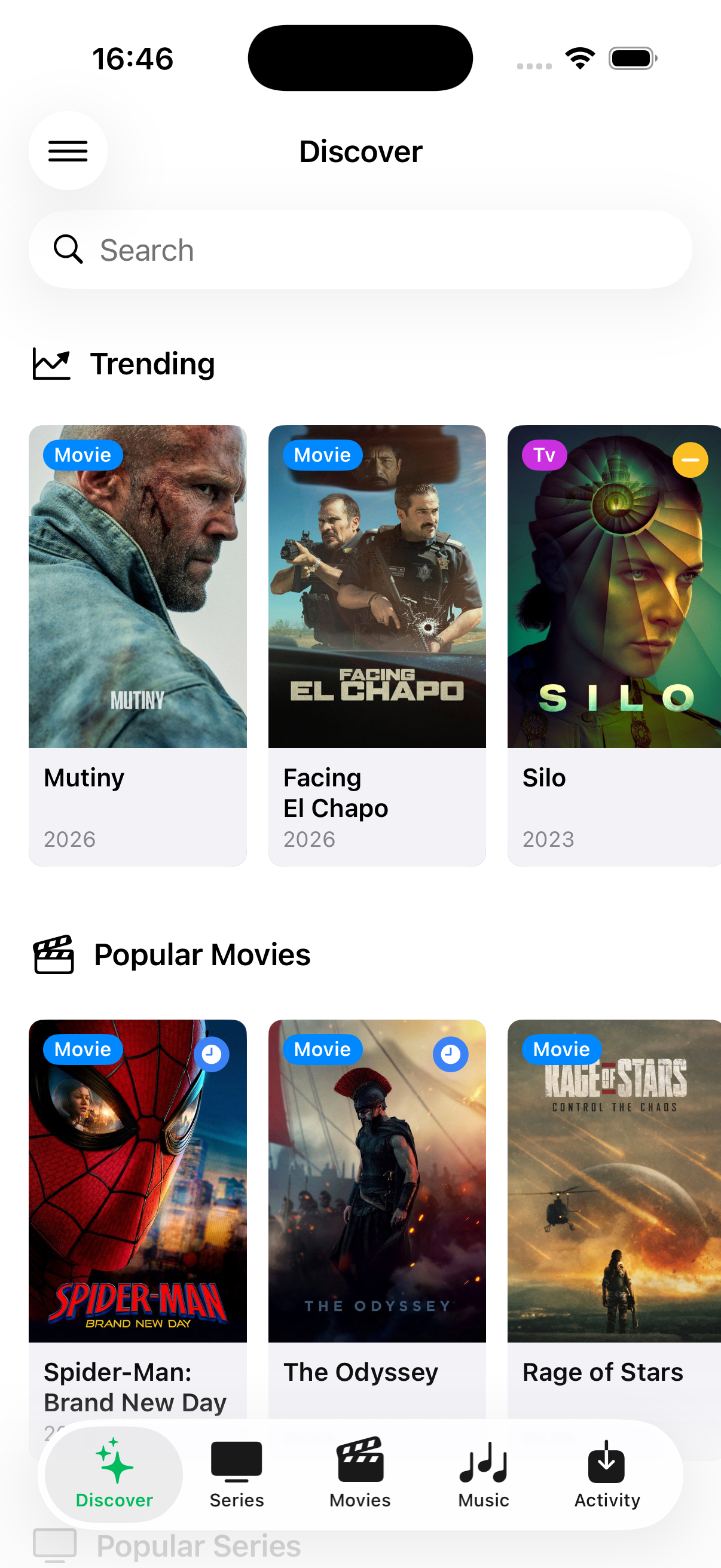 Discover Tab (iOS)