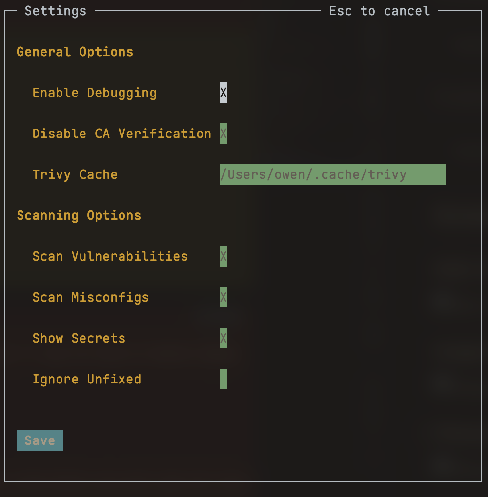 Settings Screenshot