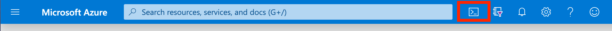 The Azure Cloud Shell button on the Azure portal toolbar