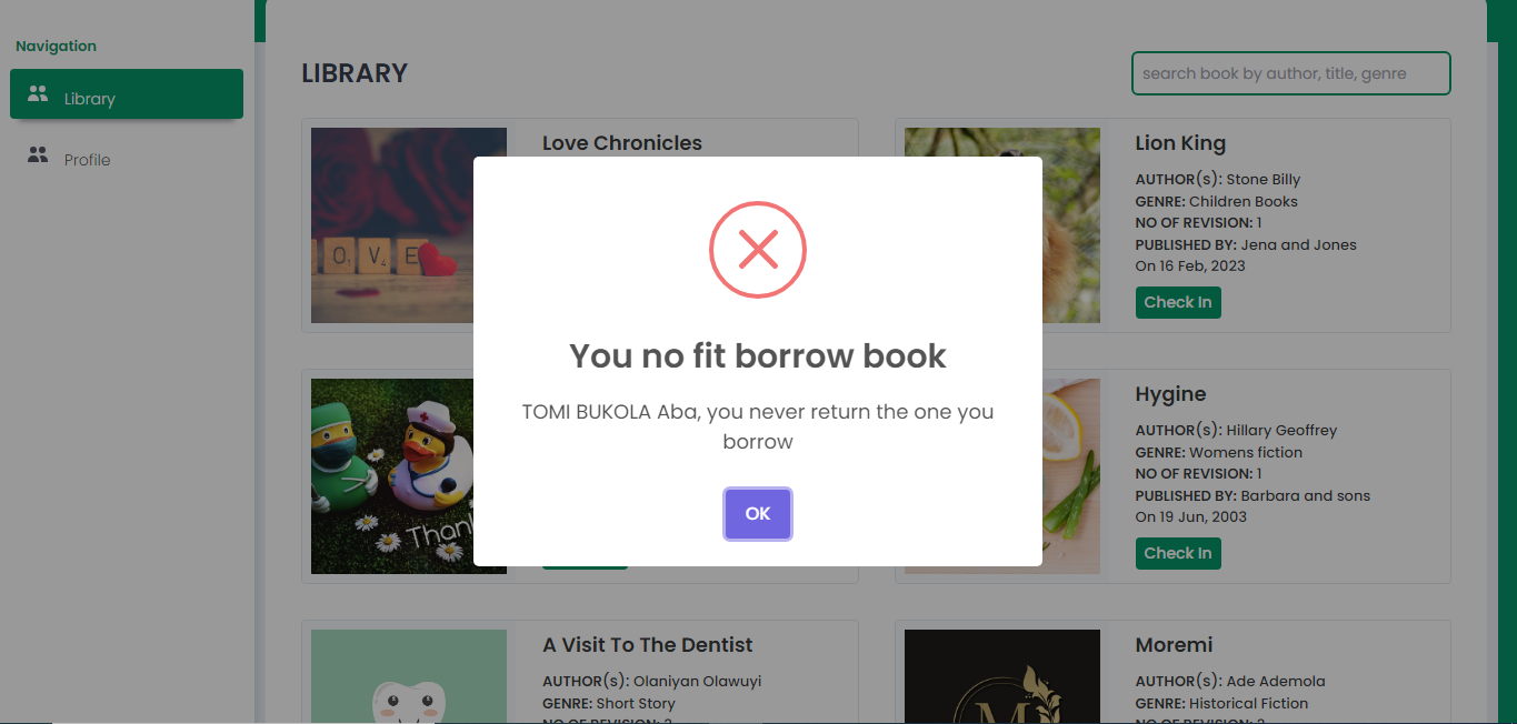 Borrow Book Declined