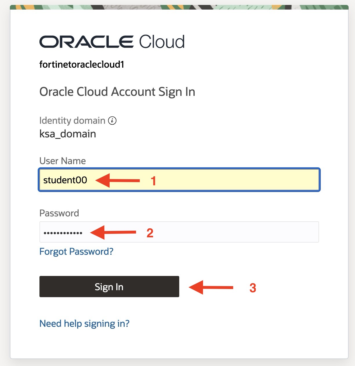 OCI Sign In