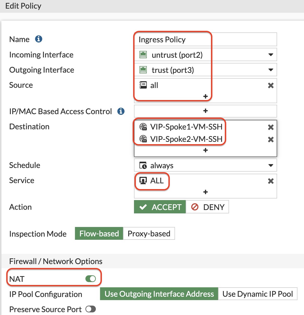 Create ingress firewall policy
